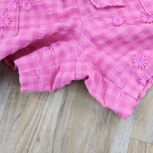 ☔️🔹️NWT Pink Plaid w/Embroidered Lace Floral Print Size 6/28 - Picture 8 of 11